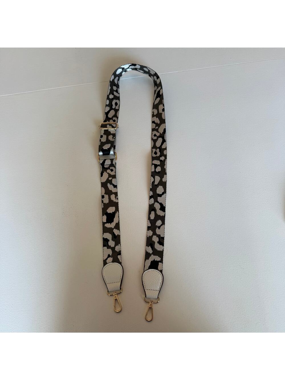 Black White Leopard Print Adjustable Crossbody Strap for Purse 1.5"
